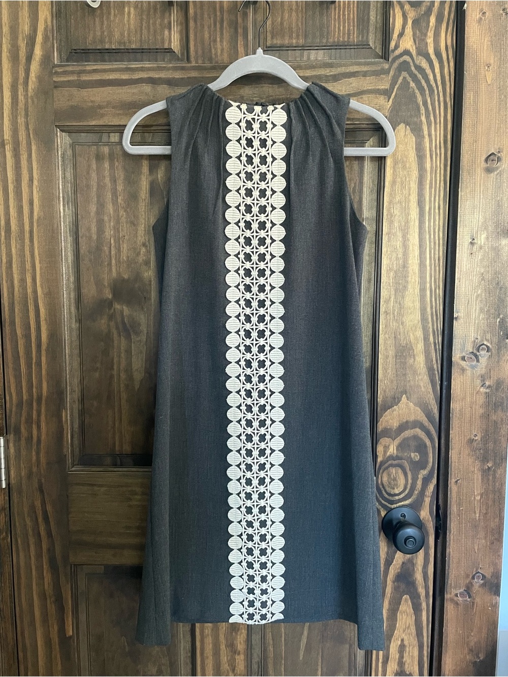 Sleeveless Black Mini Dress with Ivory Lace Panel - Women